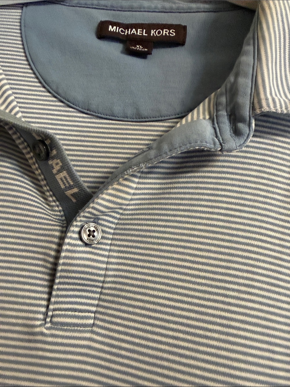 Michael Kors Men’s Light Blue & White Striped Polo